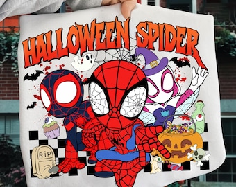 Spider friends Halloween Png, Halloween spider Design, Superhero Png, Boy Halloween Png, Trick Or Treat Png,Spooky Season Png