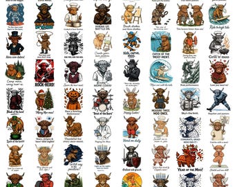 Highland Cow Png Bundle, Funny Cow Png, Rustic Farmhouse Cow, Boho Cow Png, Funny Sarcastic Shirt PNG, Sassy Highland cow Cow png