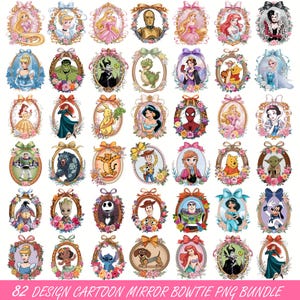 Coquette Bows Princess Png Bundle, Pink Coquette Bow Png, Princess Cartoon Png, Family Vacation,Magical Mirror Bow Png