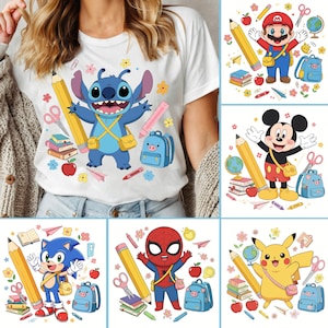 Cartoon Back To School PNG Bundle,  Cute Cartoon Character Png, Happy Back To School Png, School Bundle Png, Teacher png