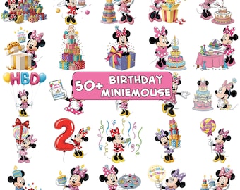Girl Mouse 50+ PNG Clipart Bundle, Pink Polka Dot Birthday Shirt, Baby Shower Decor, Cake Topper, Sublimation, Instant Digital Download