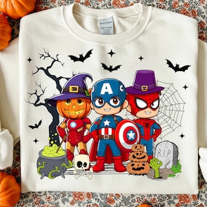 Retro Superhero halloween Png, Trendy Halloween Png, Halloween Cartoon Png, superhero png, Cartoon halloween Boy Png