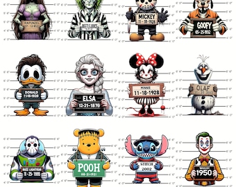 Cartoon Horror Character PNG Bundle, Creepy Cute cartoon character png bundle, Scary horror png bundle, halloween 2025 png