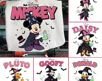 Retro Cartoon Mouse and friend Halloween Png, Not So Scary Friends Halloween Png, Family Halloween Shirts Png, Halloween Magic Kingdom Png