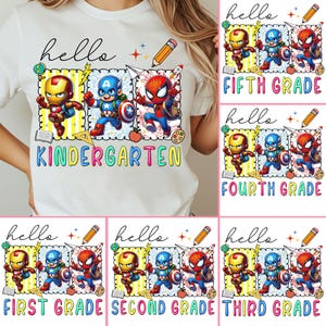 Superhero Back To School Png Bundle, 1st/2nd/3rd/4th/5th/6th/7th/8th Grade Png, Preppy Back To School,Cartoon First Day Of School Png