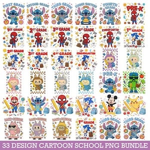 Back To School cartoon PNG Bundle, Cute Cartoon Character Png, Happy Back To School Png, School Bundle Png, cartoon png