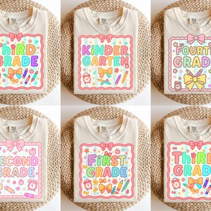 Preppy Back to School Bundle PNG, Coquette Teacher First Day of School Shirt Design, Girly Checkered Sublimation, school png