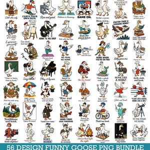 Funny Goose PNG Bundle, Snarky Goose Retro Humor png, Funny Animal Meme Aesthetic png, cute animal png, Sassy Silly Goose png, goose png