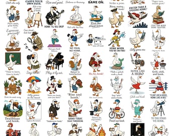 Funny Goose PNG Bundle, Snarky Goose Retro Humor png, Funny Animal Meme Aesthetic png, cute animal png, Sassy Silly Goose png, goose png