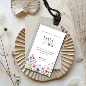 Wedding Room Wildflower Bloom Key Card Tag Template - C03