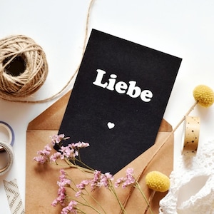 Ansichtkaart, wenskaart, "Liefde", designkaart, kunstdruk, briefpapier, klein cadeautje