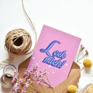 Carte de voeux, carte postale, carte design, impression d'art, "Leck mich", petit cadeau, anniversaire, amitié, cadeau, érotique, rejet