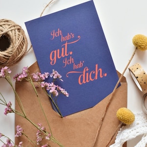 Postal, tarjeta de felicitación, "Lo tengo todo. Te tengo a ti", tarjeta con mensaje, tarjeta de diseño, impresión artística, pequeño obsequio, dar alegría, amor