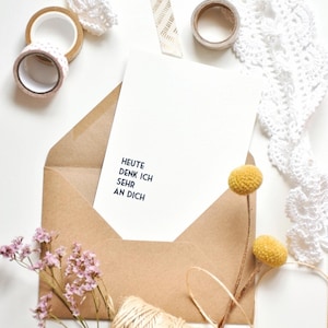 Postkarte, Grußkarte, "Heute denk ich sehr an dich", Designkarte, Kunstdruck