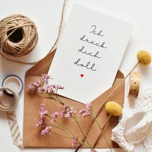 Carte postale, carte de vœux, « Je te serre fort dans mes bras », carte design, impression d'art