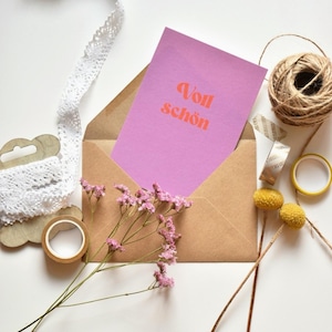 Carte postale, carte de vœux, "Très belle", carte avec inscription, carte design, impression d'art, petit cadeau, offrir de la joie, de l'amour