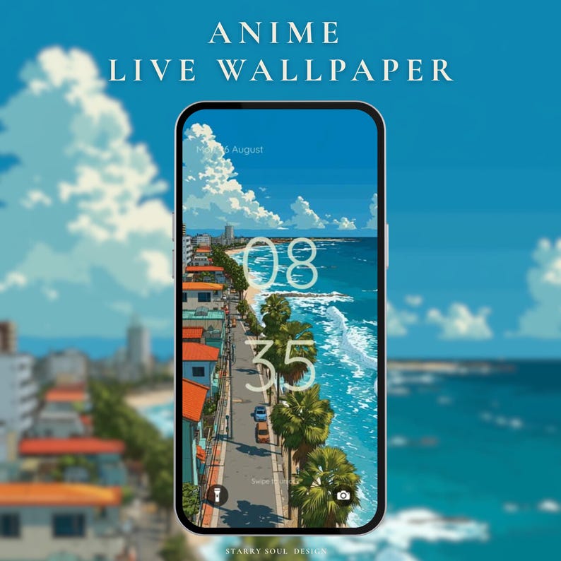 Anime Live Wallpaper | Studio Ghibli Inspired Seaside Town Animated ...