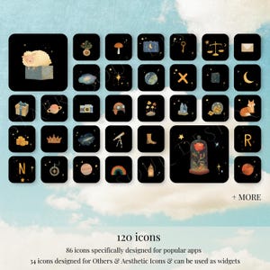 Little Prince App Icons | Whimsical Storybook IOS Android Theme | Cute Kawaii Celestial Dark Witchy Aesthetic Phone Theme