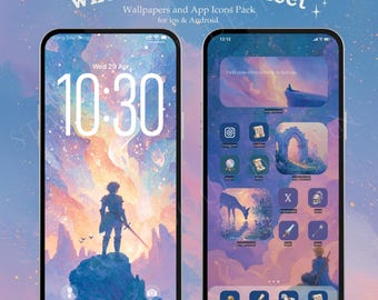 Icônes et fonds d'écran de l'application « Where the Stars Meet » | Icônes iOS médiévale-fantastique, thème Android pour iPhone Aventure anime céleste