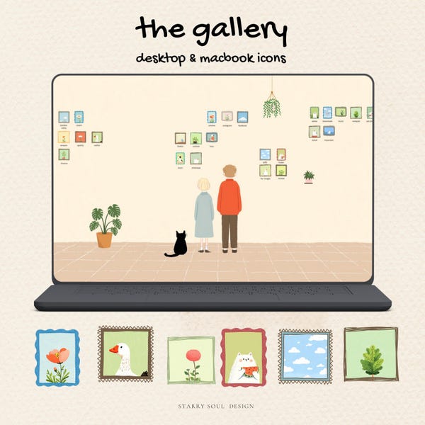 The Gallery Desktop Icons Set | Kawaii Desktop & MacBook Organizer
