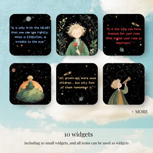 Little Prince Widgets | Whimsical Storybook IOS Android Theme | Cute Kawaii Celestial Dark Witchy Aesthetic Phone Theme Widgets