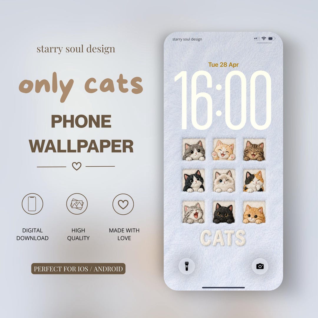 Cute Cat Wallpaper iPhone Android, Kawaii Cats Phone Wallpaper, Cozy ...
