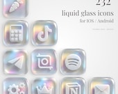 232 Liquid Glass App Icons for iOS & Android | 3D Glassmorphism Minimalist Icon Pack