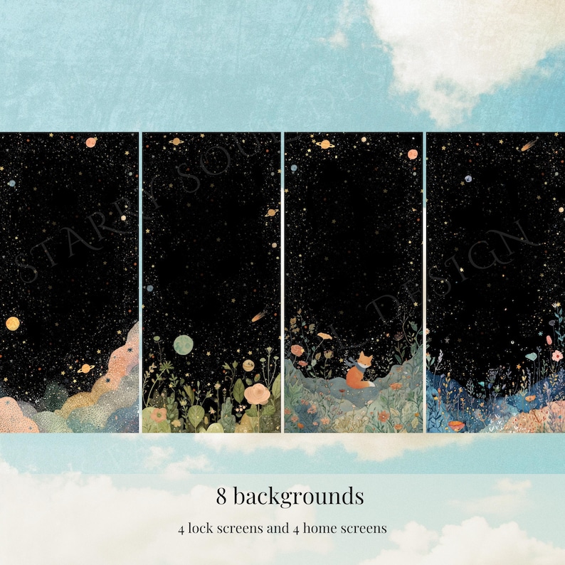 Little Prince Wallpaper Pack | Whimsical Storybook IOS Android Theme | Cute Kawaii Celestial Dark Witchy Aesthetic Phone Theme Wallpapers