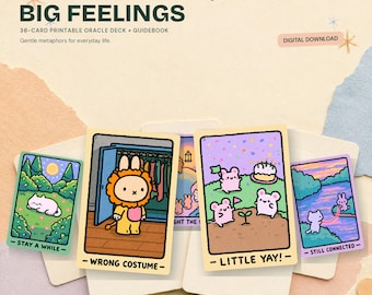 Jeu de cartes Oracle d'animaux mignons à imprimer avec guide – 36 cartes d'introspection