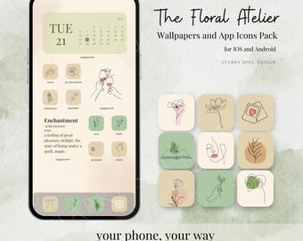 The Floral Atelier App Icons Pack | Elegant Boho iphone Android Theme