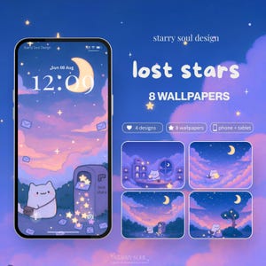Lost Stars Wallpapers for iPhone iPad & Android | kawaii iPhone iPad Lockscreen, Cute Cat Anime Wallpapers