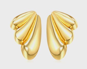 Enchanting Gold Angel Wings Earrings | Chunky Statement Piece | Jewelry Gift for Her