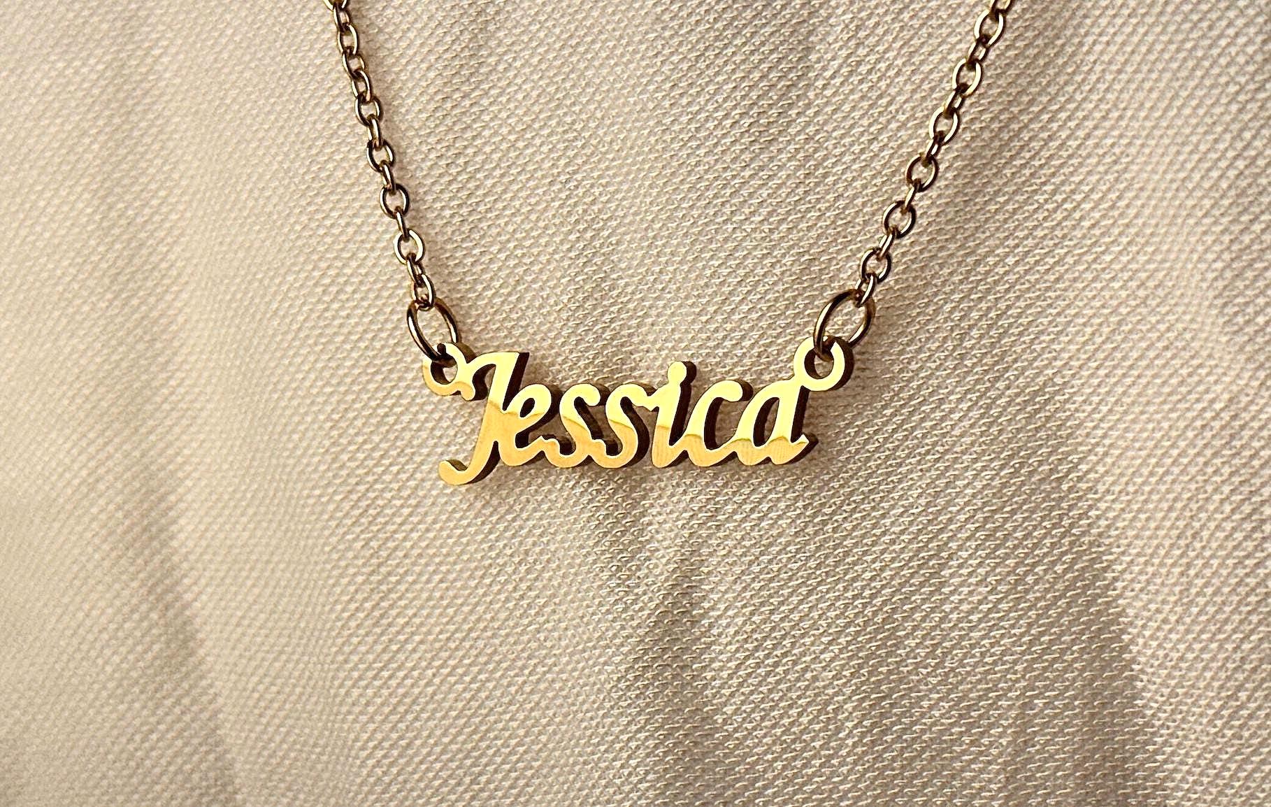Jessica Name Necklace Chain Pendant Style | Gold Plated Stainless Steel ...