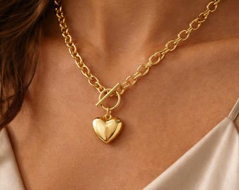 Gold Plated Heart Necklace | Pendant | Jewelry Gift for Her