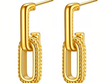 Enchanting Link Gold Plated Earrings | Statement Piece | Jewelry Gift for Her