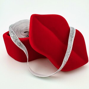 Sliver Glittery Velvet Craft Ribbon