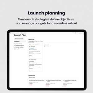 Puede incluir: Una captura de pantalla de una pantalla de computadora que muestra un plan de lanzamiento de producto. El plan incluye detalles del producto, etapas de desarrollo, pruebas y comentarios, y el plan de lanzamiento. Los objetivos de lanzamiento son lograr 1.000 unidades vendidas en el primer mes, establecer la marca como l&iacute;der del mercado ecol&oacute;gico y recopilar comentarios sobre la facilidad de uso y el ajuste del producto.