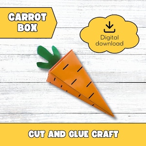 Carrot box, Easter craft, Papercraft Carrot, Carrot papercraft, Carrots 3D Paper craft Template