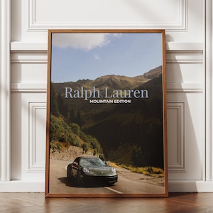 Porsche en Ralph Lauren oude geldposter - vintage oude geldmuurkunst