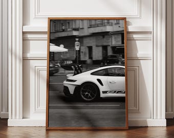 Porsche GT3 RS Print – Porsche City Wall Luxury Car Decor Minimalist Car Wall Poster Gift for Him (Digital Download)