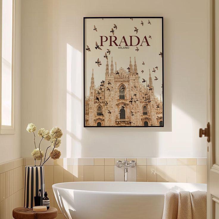 Prada Milan Cathedral Poster: Vintage Italy Fashion Wall Art