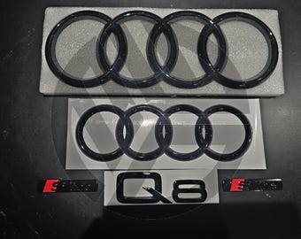 Audi Q8 Gloss Black Badges Grille/Boot/Fender Full Set 2 X S-Line