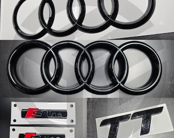 Audi TT MK2 06-14 Gloss Black Badges Bonnet/Boot/Fender Full Set 2 X S-Line/ 249mm Version