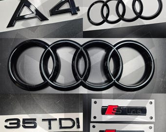 Audi A4 2020+ Glanz Schwarz Plaketten Kühlergrill/Kofferraum/Kotflügel