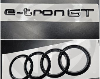 Audi E-Tron GT 2021-2024 Gloss Black Badges Rear Boot/Tailgate Only Set E-Tron GT/Rings