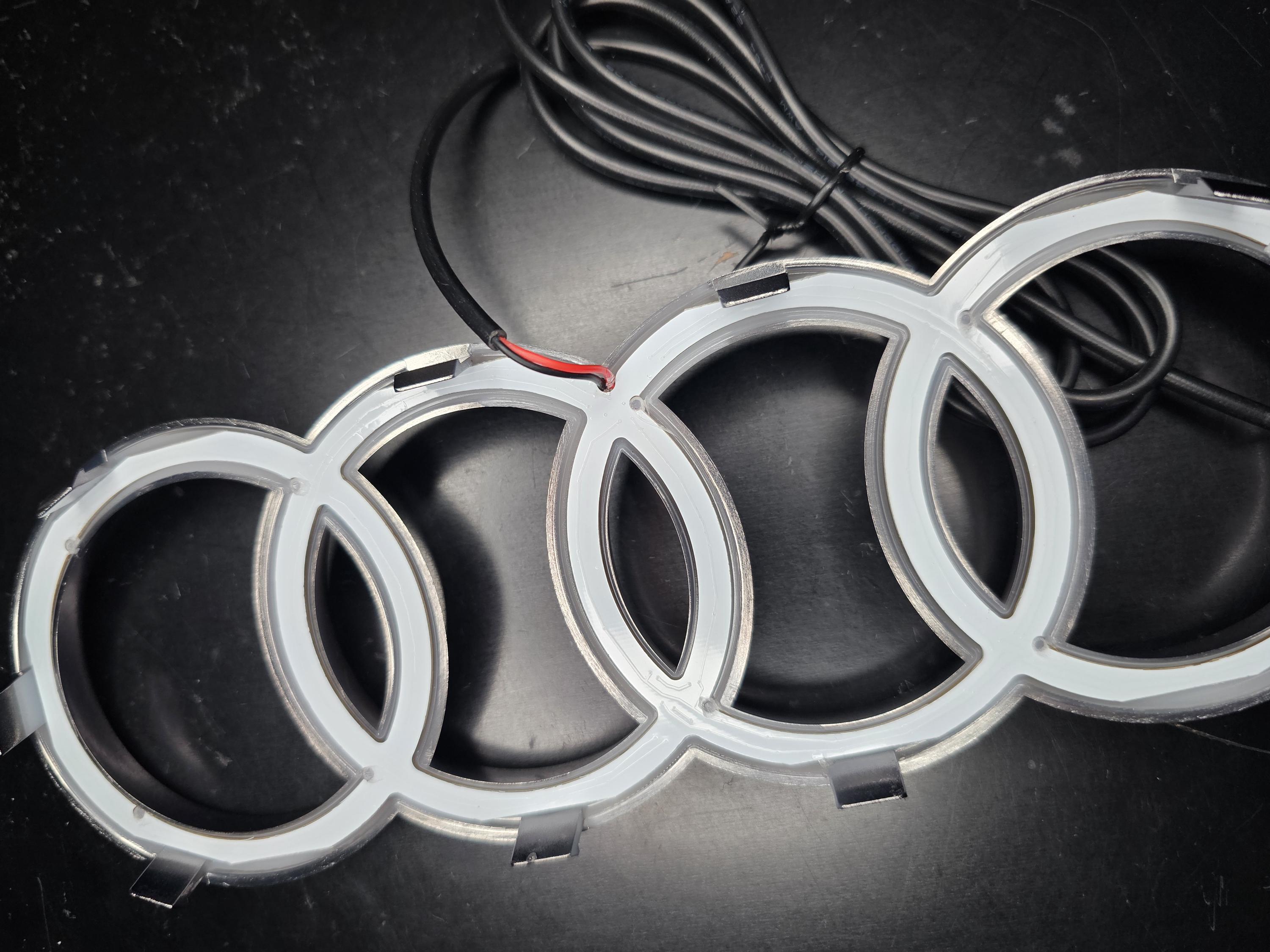 Gloss Black LED Light up Audi Rings Grille Badge A1 A3 A4 A5 A6 A7 A8 ...