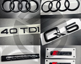 Audi Q5 2021+ Gloss Black Badges Grille/Boot/Fender Full Set 2 X S-Line/40TDI/QUATTRO
