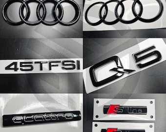 Audi Q5 2018-2020 Gloss Black Badges Grille/Boot/Fender Full Set 2 X S-Line/45TFSI/QUATTRO