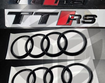 Audi TTRS MK3 15-23 Gloss Black Badges Bonnet/Boot TTRS (Includes Grille Badge)