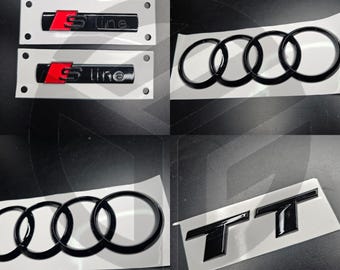 Audi TT MK3 15-23 Gloss Black Badges Bonnet/Boot/Fender Full Set 2 X S-Line